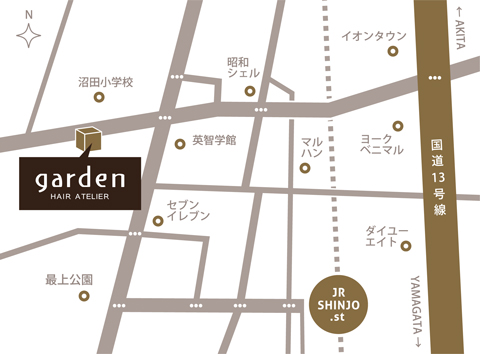 ガーデン新庄店地図
